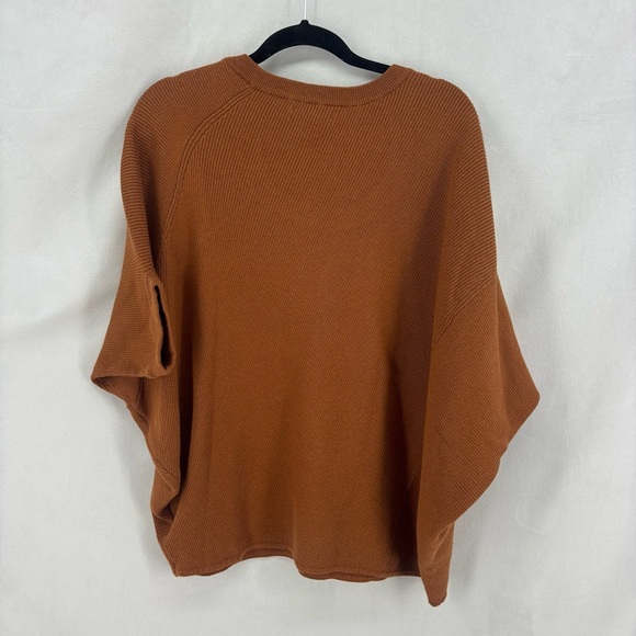 Anthropologie Vanessa Knit Honey Tan Poncho Sweater Women’s Medium Pullover Chic - Picture 3 of 9